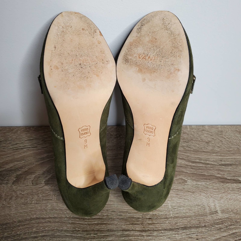 VAN ELI • Polly Green Suede Peep Toe Pumps Heels Sz 9 - Picture 9 of 10